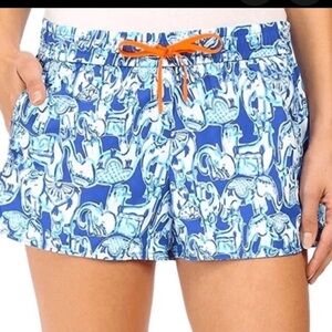 EUC! Lilly Pulitzer LUXLETIC Blue Elephant Print Women's Shorts